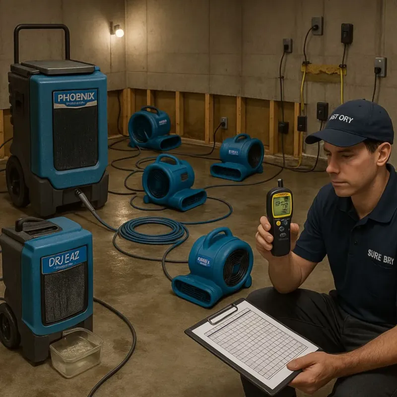 Structural Drying and Dehumidification process in Meadow Glade, WA